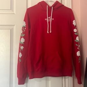 Hollister Red Hoodie with Rose Details